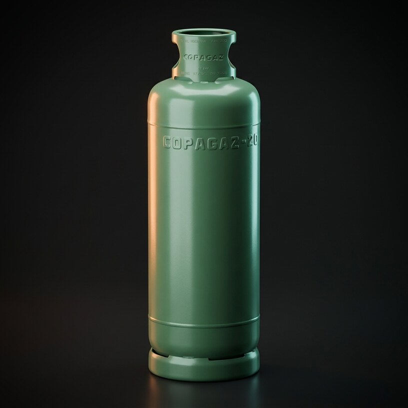 Botijão industrial Copagaz, botijão verde com COPAGAZ em relevo