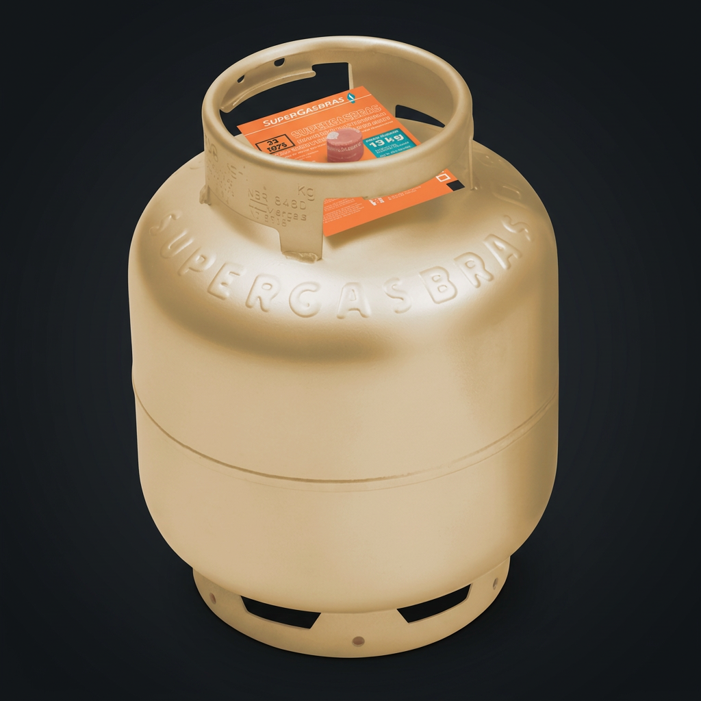 Botijão P13 Supergasbras, botijão dourado